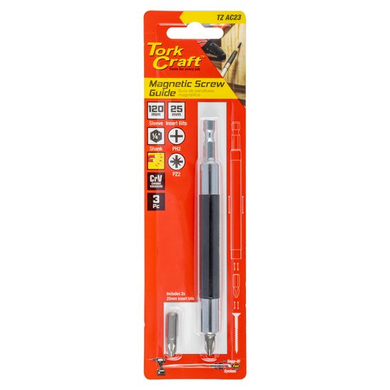 TORK CRAFT Screw Guide Magnetic 1/4'm X 1/4'f 120mm Bit Extention